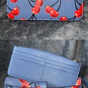 Cherry coach purse Print Blue Wallet